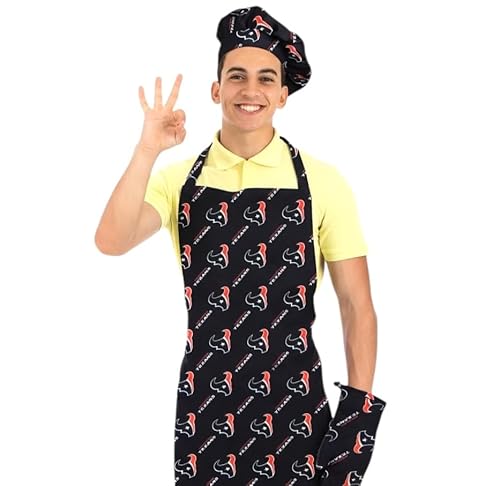 Northwest The Company Official NFL 3-Piece Apron, Oven Mitt and Chef Hat Set, One Size, Team Colors, Levels (Houston Texans)
