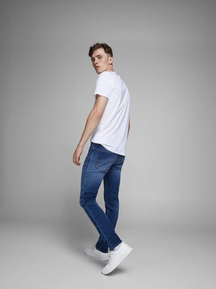 JACK & JONES Glenn - Pantalones de mezclilla ajustados para hombre, tela elástica de alta preformance para todo el día, cómodos, con botones