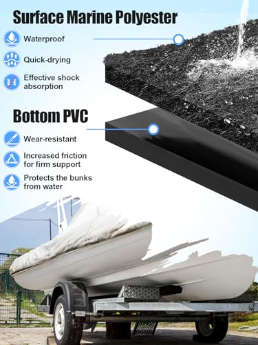 Boat Trailer Bunk Carpet - 13ft x 12inch 6mm Thick Marine Carpeting Covers with PVC for 2x4 2x6 Boat Lift Bunks, Bunk Board Runners Padding Mats Parts Accessories for Jet Ski - Thumbnail 2