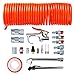 PowRyte Works 20-Piece Air Hose Fittings 1/4" NPT Air Compressor Accessory Kit with Blow Gun, Air Chucks, Inflation Needles, 25Ft Air Hose and Iron Fittings
