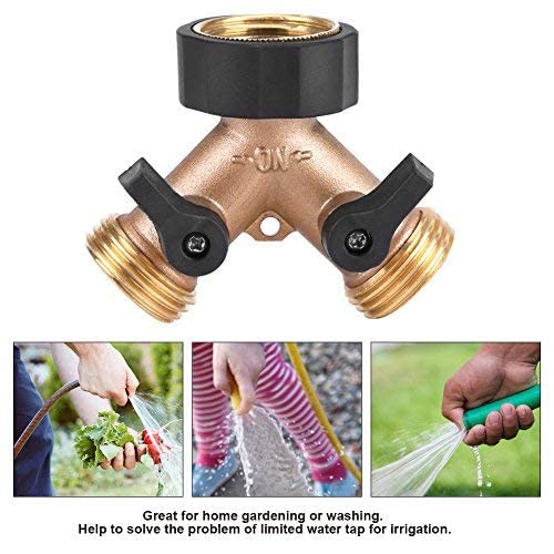 Image of Brass Tap Adapter, 2 Way Y Shape 3 /4 Hose Connector Garden Irrigation,