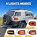 Archaic Tail Lights Compatible with 2007-2014 For Toyota FJ Cruiser,w Sequential Turn Signal,Ring Tunnel DRL w 3D Animation,Pair (Smoked)