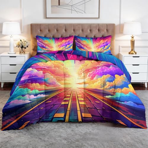 Edredón geométrico multicolor de 155x220 cm transpirable lavable 2