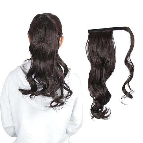 Extensión de cola de caballo envolvente con clip corto de 16 pulgadas, colas de caballo sintéticas rizadas, flexibles, onduladas, cola de caballo