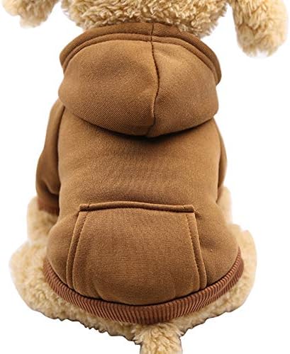 Jecikelon Soft Dog Hoodies for Small Dogs, Fleece Puppy Sweatshirt with Pockets, Warm Winter Cold Weather Coats for Pet Cat, Cute Clothes Puppy Costume (Coffee, Small)
