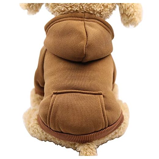 Jecikelon Winter Dog Hoodie Sweatshirts with Pockets Warm Dog Clothes for Small Dogs Chihuahua Coat Clothing Puppy Cat Custume (XX-Small, Coffee)