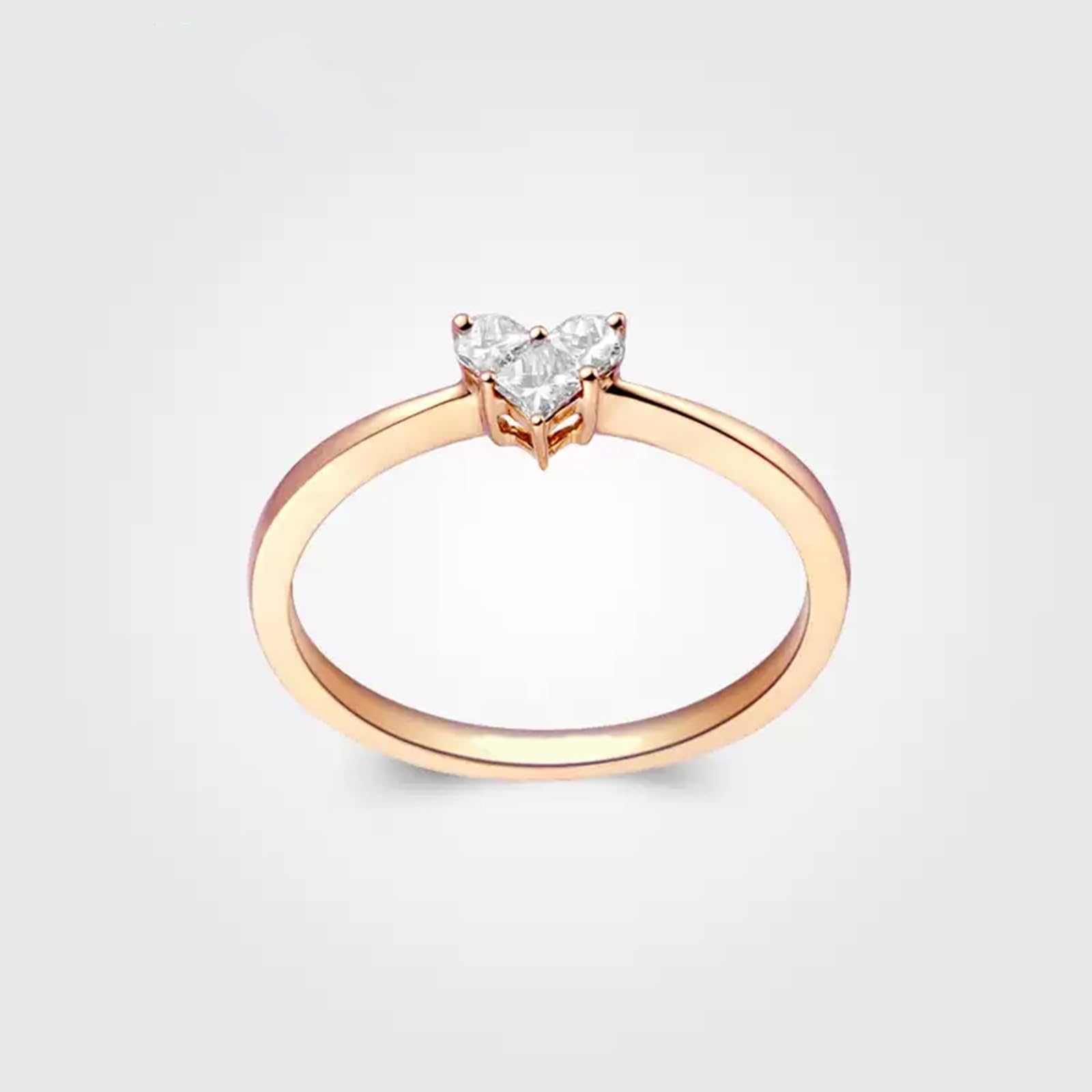 Bague Simple Bague Anneau Rose Gold Or Jaune/Rose 9K/14K/18K avec Diamant de 0,15 CT Taille Solide Non Plaqué Prime pour Sœur Nouvelle Année Bijoux