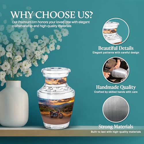 Image of Bike Urn Memorial Urns Cremation Urn for Adults 3 Inch 2 Qty | Miniature Urns for Human Ashes Human Remains Urn
