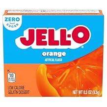 Jell-O Gelatin Dessert Mix, Orange Flavored, Fat Free, Sugar Free, 0.3 oz Pack of 4