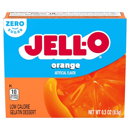 Jell-O Zero Sugar Gelatin Dessert Mix, Orange Flavored, Classic Fruit Gelatin for Easy Desserts &amp; Recipes, 0.30 oz (Pack of 6)