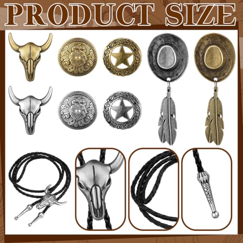 Image of Lyrow Bolo Ties for Men Women Native Western Cowboy Bola Tie Turquoise Stone Faux Leather Necktie Tie for Costume Accessories