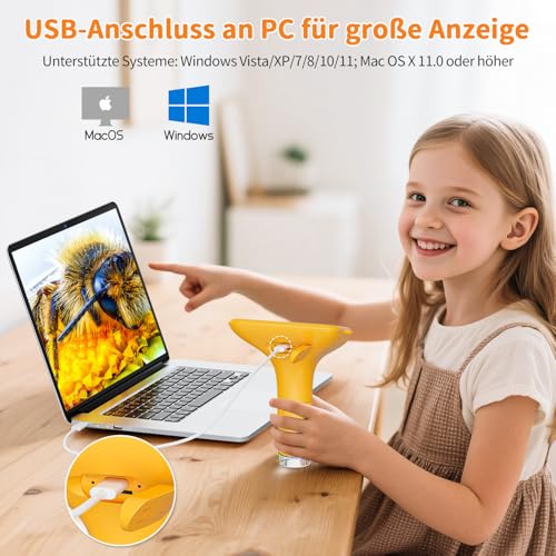 Digitales Mikroskop für Kinder, SKYBASIC Mini-Mikroskopkamera mit 3,0-Zoll-IPS-Bildschirm, 1000-fachem Zoom, tragbares Kindermikroskop… – Ansicht 4