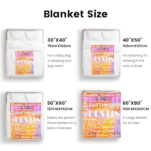 Name Blanket Personalized Name Blanket Customized Blanket with Name Text for Adult Kid Birthday Christmas Mothers Fathers Valentines Day Gift