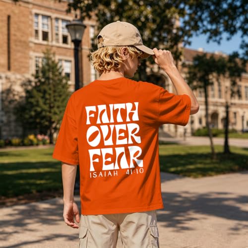 Image of Boys Faith Over Fear Shirt Christian Jesus T Shirts for Kids Religious Inspirational Bible Verse Graphic Tees Tops