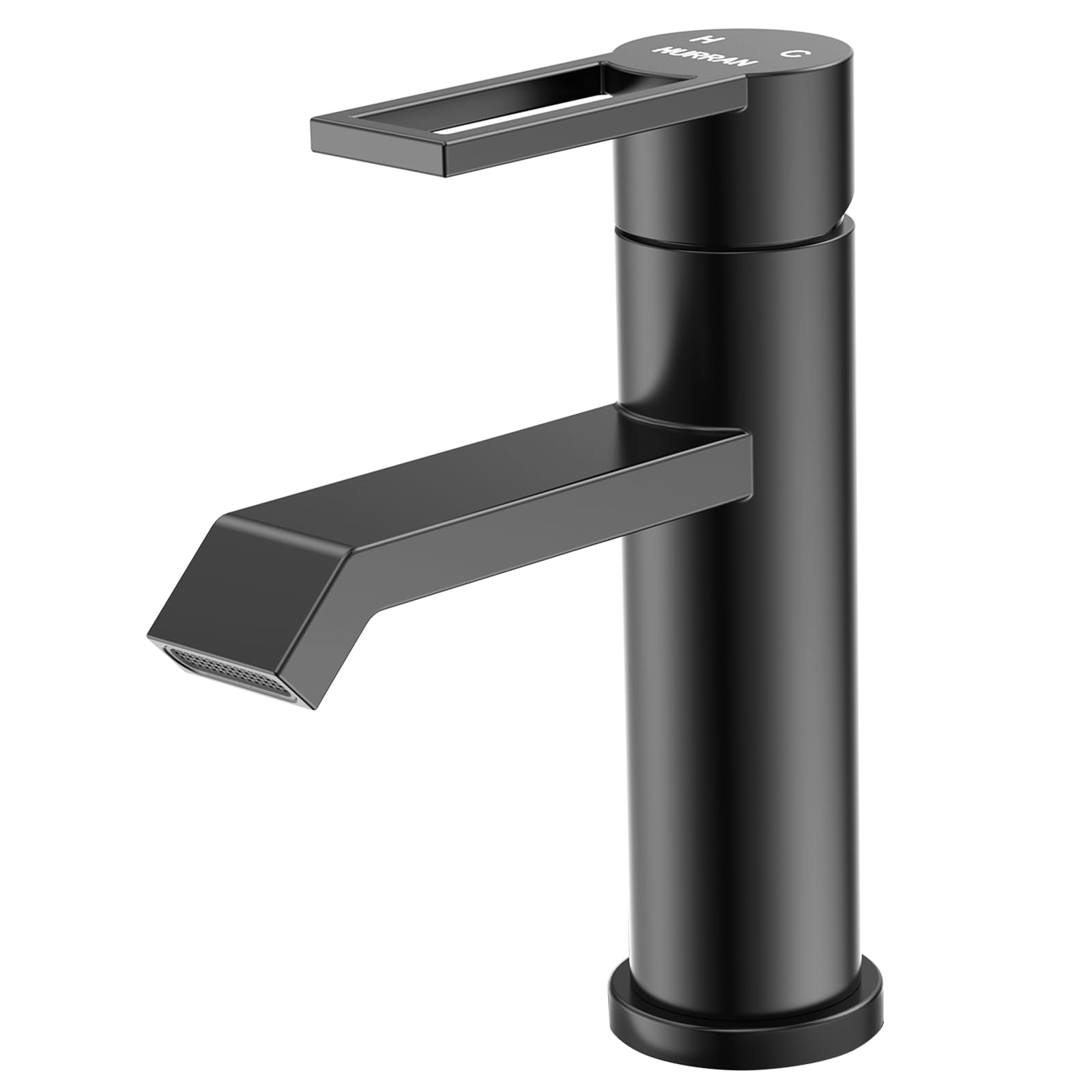 Hurran Grifo de baño negro mate, monomando para lavabo