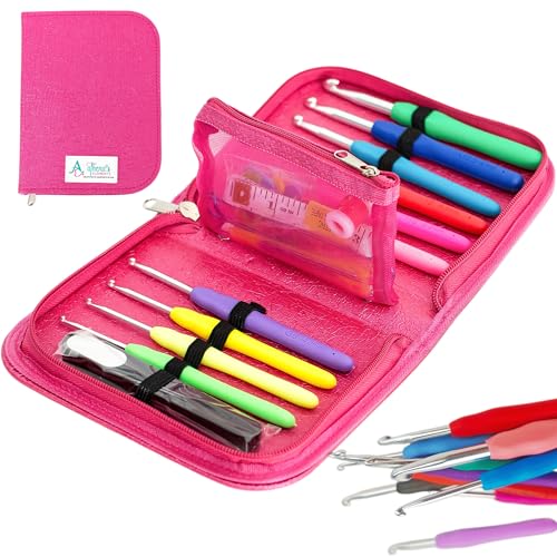 Athena's Elements Best Crochet Hook Set with Ergonomic Cushioned Handles.