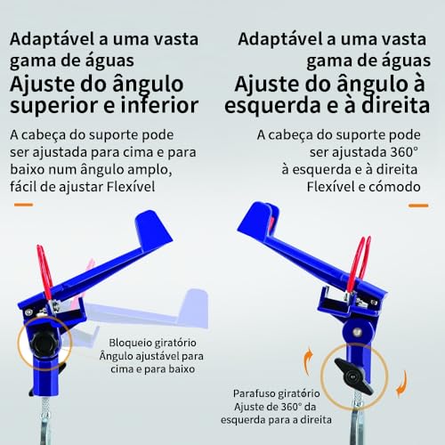 Suporte de vara de pesca com travamento automático em metal ousado, ajustável，58CM