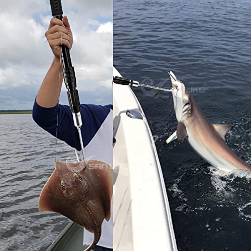 SANLIKE Telescopic Fish Gaff with Stainless Sea Fishing Spear Hook Tackle, Soft Rubber Handle Aluminium Alloy Pole for Saltwater Offshore Ice Tool - Thumbnail 6
