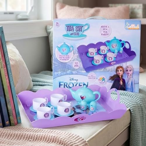 Image of Frozen Tea Party Set - Elsa & Anna Pretend Play Kitchen Toys for Kids, 12 Pcs Battery-Operated Tea Kettle with Boiling Sound & Music, Interactive Birthday Gift for Girls & Boys Ages 3+