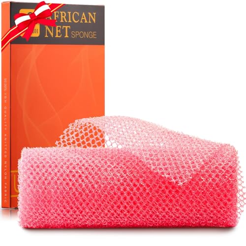 Éponge de bain africaine rose pour laver le dos facilement et éliminer les peaux mortes