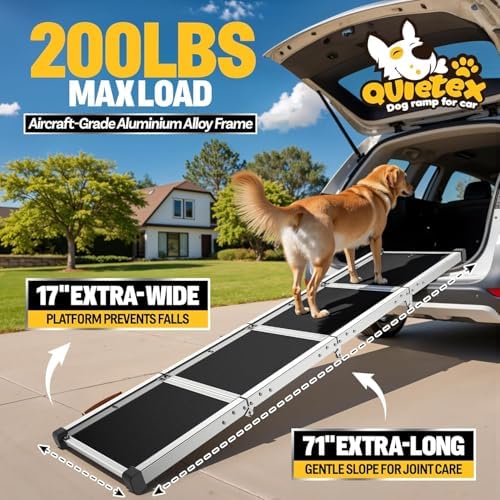Extra Long 70” Dog Ramp for Large Dogs - Non-Slip Folding Pet Ramp