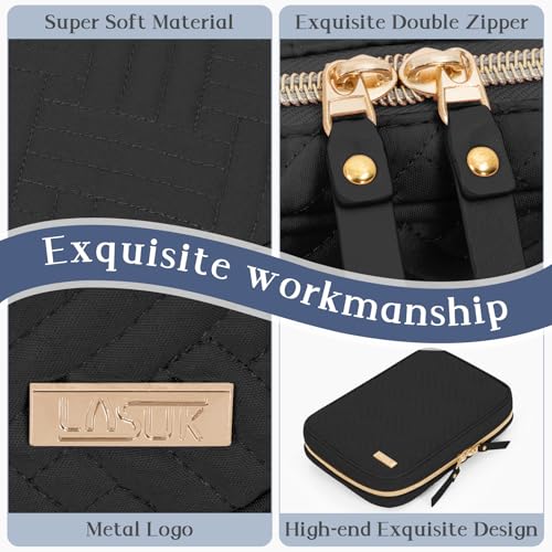 Image of Travel Jewelry Box, Small Zipper Jewelry Boxes, Portable Jewellery Storage Holder Display, Storage Ring Binder, for Rings, Earrings, Necklaces, Bracelets, Black