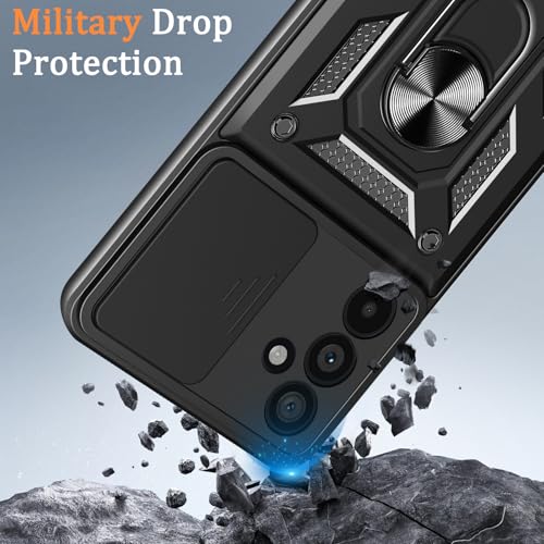 Image of Heavy Duty Back Case Cover for Samsung Galaxy S26 5G, Shockproof Samsung Galaxy S26 Back Cover, Ring Case with Kickstand and Camera Protection Shutter - Black