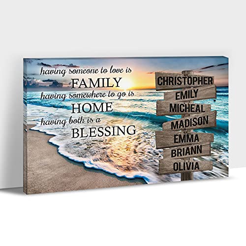 Beach Wall Art-Personalized Family Name Sign Canvas Pictures for Home