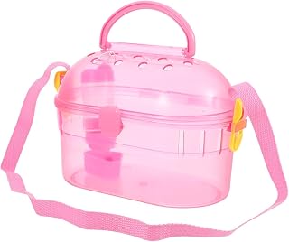Happyyami 1set Portable Hamster Travel Carrier Outdoor Chinchilla Pet Cage Bathtub Food Box Water Feeder for Travel Outdoor Activities