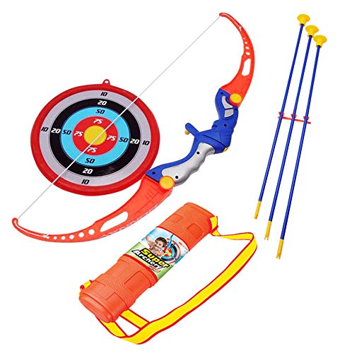 Liberty Imports Archery Bow and Arrow Toy Set for Kids with 3 Suction Cup Arrows, Target, and Quiver - Outdoor Garden Toys Game for Boys and Girls