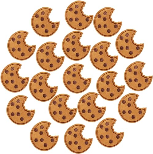 20Pcs Iron-On Patch, Cookies Biscuits Embroidered Fabric Sticker Decorative Biscuit Patch Label Iron On Embroidered Badge Iron-on Transfers