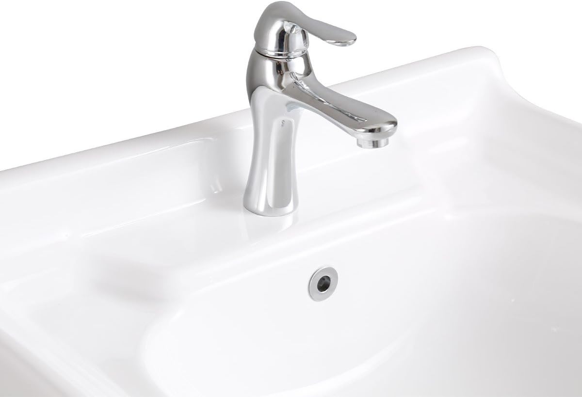 Renovators Supply Manufacturing Adeline Bathroom Vanity with Sink 24 1/4 in. Wide White Ceramic Vanity Sinks for Bathrooms with Bathroom Vanity, Faucet and Sink Drain