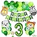 Bluelves 3. Geburtstag Tiere Thema Set, Geburtstagsdeko Junge 3 Jahre, 3 Geburtstag Deko, Luftballon 3. Geburtstag Junge, Folienballon 3 Grün, Kindergeburtstag Tiere Deko, für Safari Party Dekoration