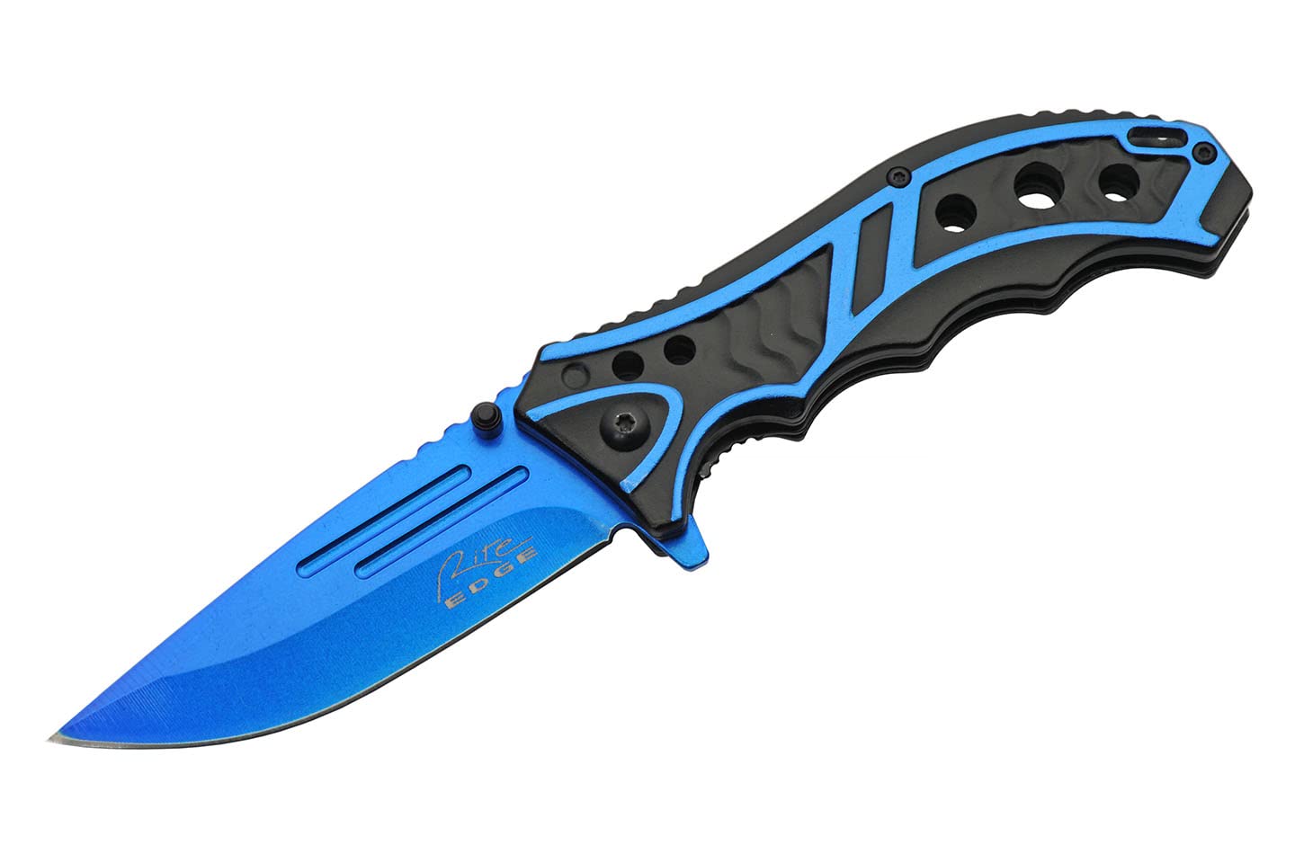 Blue Stainless Steel Blade Aluminum Handle 4.75 inch EDC Folding Knife