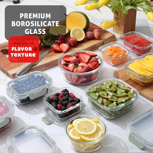 EATEX 32pc Glass Storage Containers with Lids, 16 Glass Food Storage Containers with 16 Airtight Lids for Pantry & Kitchen, Meal Prep Containers for Lunch, Oven Freezer Microwave & Dishwasher Safe by EATEX - Used condition - Image 3