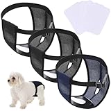 3 Stück Hundewindeln Wiederverwendbare Hündinnen Läufigkeitshose Waschbare Schutzhöschen mit 15 Damenbinde Verstellbare Schutzhose für Hündinnen Läufigkeit(S)