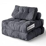 Allyson&reg; Schlafsessel Faltbares 3 in 1 Schlafsofa mit Kissen, Bodensofa mit R&uuml;ckenst&uuml;tze, Klappsessel f&uuml;r Wohnzimmer & Schlafzimmer &ndash; als G&auml;stebett, Relaxsessel oder Loungesofa (Grau)