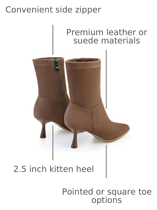 JORISTIMO Ankle Boots for Women, Dressy Pointed Toe Kitten Heel Booties by JORISTIMO - Used condition - Image 3