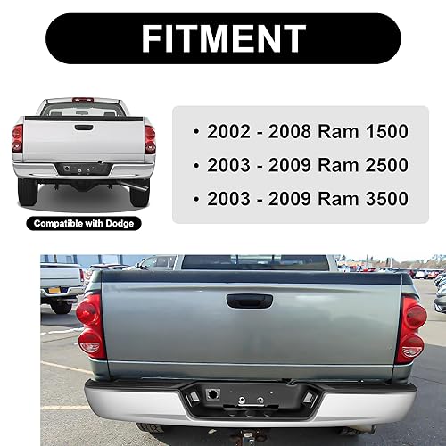 Daume Rear Bumper Assembly Fit For 2002 2003 2004 2005 2006 2007 2008 Dodge Ram 1500/03-09 Dodge Ram 2500 3500 (Chrome)