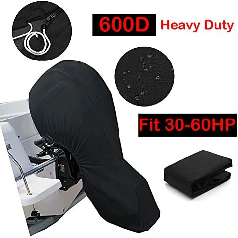 Silvotek Boat Motor Covers - Full Outboard Motor Cover with 600D Heavy Duty Oxford Fabric + Extra PVC Coating,Waterproof Outboard Engine Covers Fit for Motor Cover