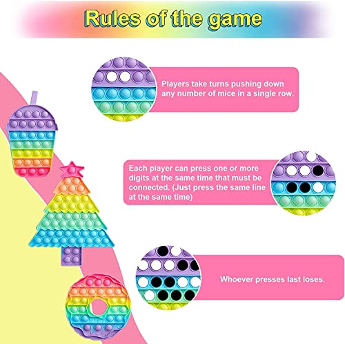 Image of Boniry Push Pop it Bubble Fidget Toy, Pop it Bag Octopus Fidget Spinner Toys Multi Color (Christmas Tree M) (Pack of 2)