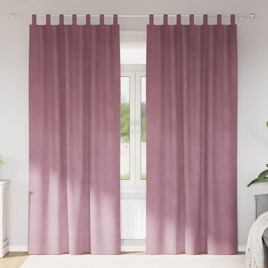 Juego de 2 cortinas opacas de terciopelo rosa oscuro, 140 x 245 cm, opacas, para dormitorio y sala de estar, reducen el ruido, con trabillas de tela