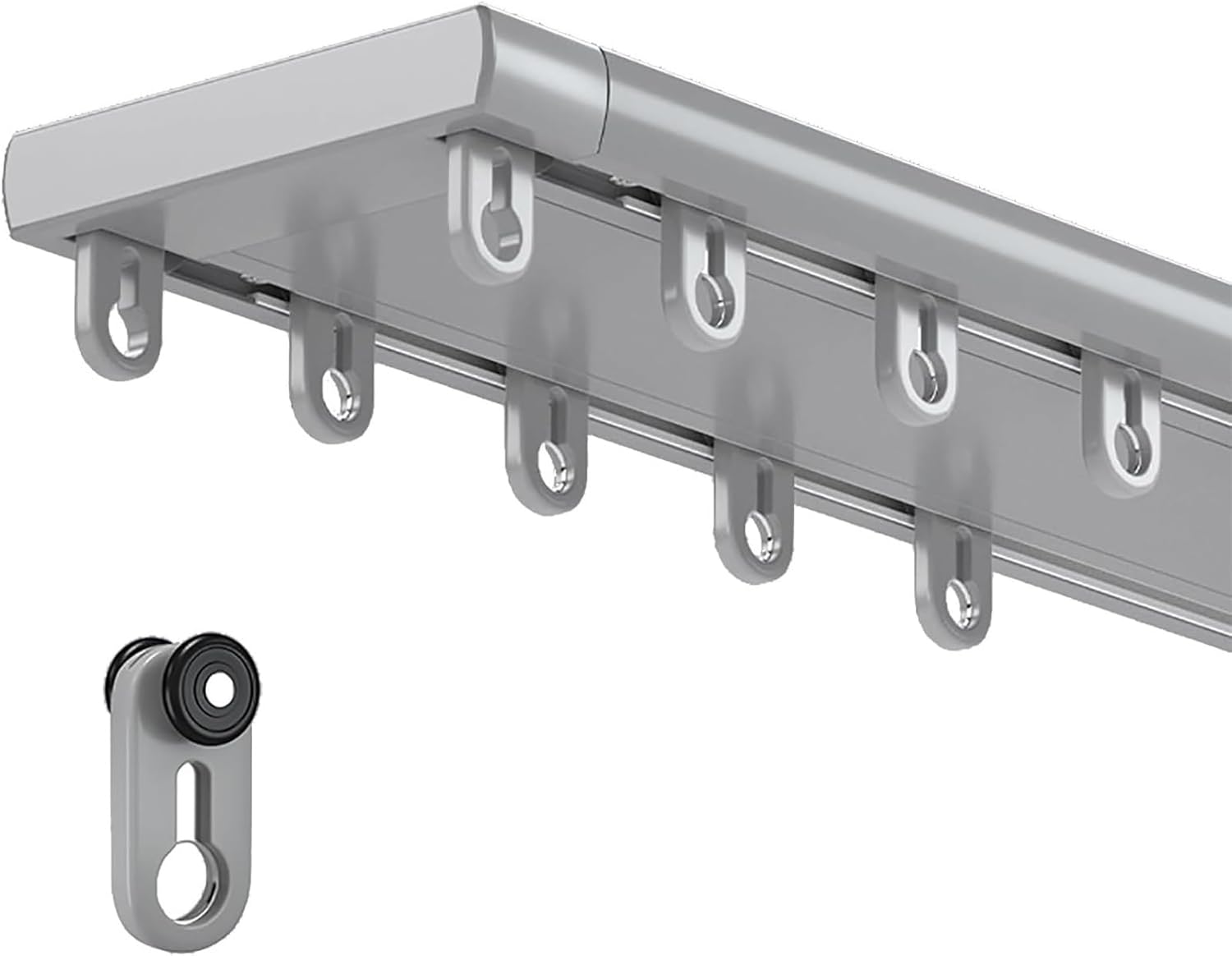 Heavy Duty Silent Aluminum Curtain Track System - 14.4ft Double Ceiling Rails for Drapes, Perfect for Living Room & Bedroom, Black, Durable & Smooth Operation