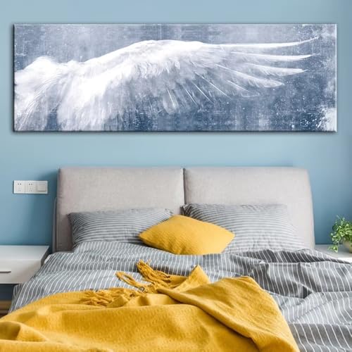 Ailes d'ange sur toile pour raviver un mur vide et sombre grâce au pop art en noir et blanc