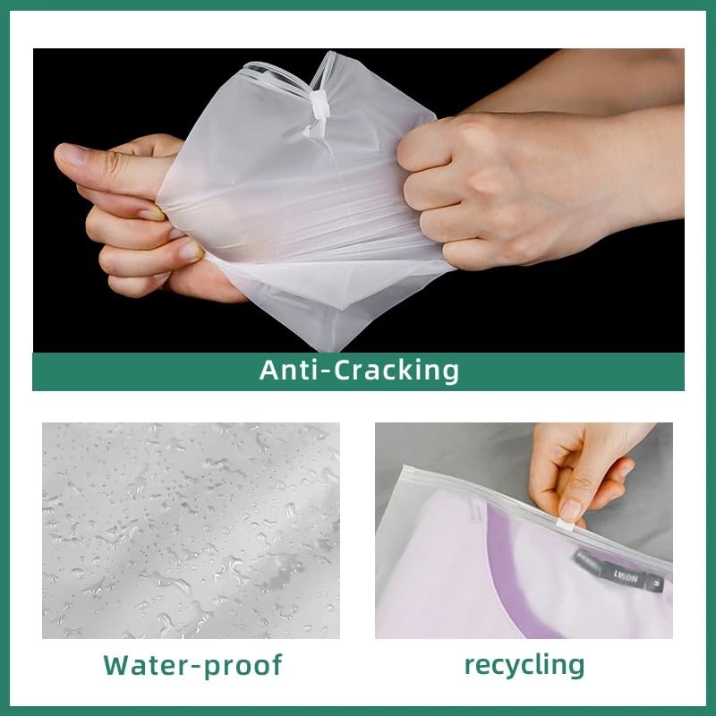 Image of 5-PC Frosted Zipper Pouch Storage Bags for Travel & Home (3 sizes) | Reusable Packaging for Clothes, Shoes, Cosmetics & Toiletries | Resealable Space Saving Polyethylene Ziplock with Air Vent