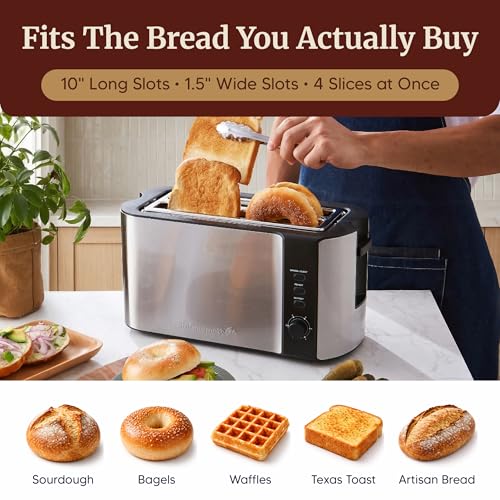 image for Elite Gourmet ECT-3100 4-Slice Long Slot Toaster | Extra Wide Slots fo
