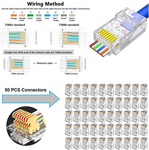 MAYLINE CAT5 Cat5e CAT6 Computer LAN Cable Tester RJ45 Crimp Tool kit, Network Crimper Crimping Tool, Ethernet Crimper Wire Stripping Repair Kit&RJ45 Crimp Repair Tool, 50PCS Connectors(Yellow)