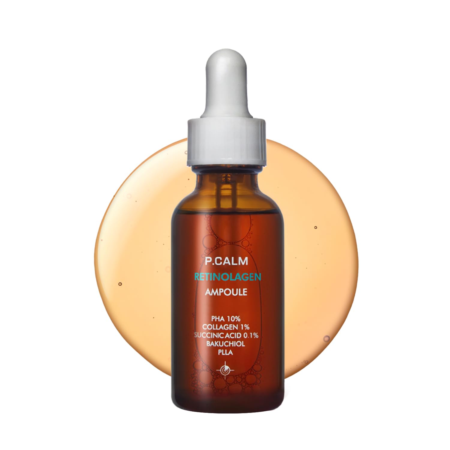 P.Calm Retinolagen Ampoule 30ml | Pore Tightening Korean Glass Skin Serum for Retinol Bigginer with Micro Dosing Retinal, Vegan Hydrolyzed Collagen, Bakuchiol, PHA | Vegan Korean Skincare