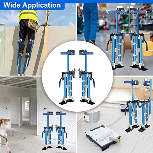 18\"-30\" Adjustable Drywall Stilts Durable Professional Grade Lightweight Aluminum Tool Stilt for Sheetrock Painting Painter Taping Blue