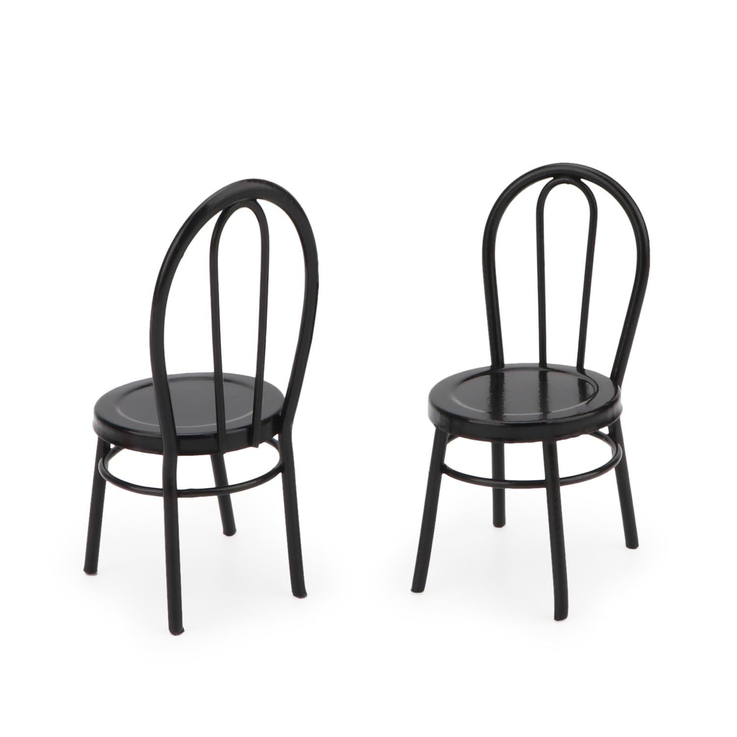 2Pcs Miniature Bistro Chair 1:12 Scale Furniture Miniature Metal Chairs Dollhouse Soldier Accessories Model Artificial Home Iron Dinning Chair Fairy Garden Building Scene Ornaments (Black)